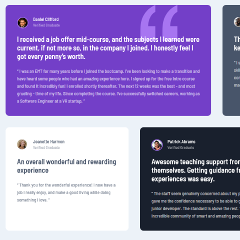 frontend mentor testimonial grid project